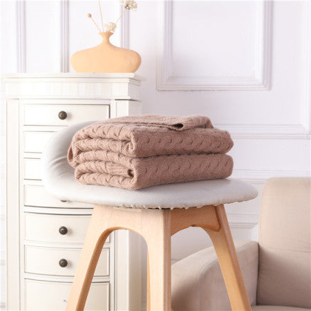 Custom noble household Articles knitting pure cashmere blanket throw on rocking chair sofa or bed
