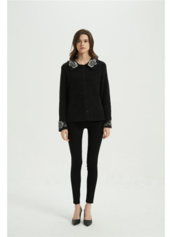 OEM design women high quality cashmere sweater with felt emb.