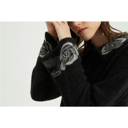 OEM design women high quality cashmere sweater with felt emb.
