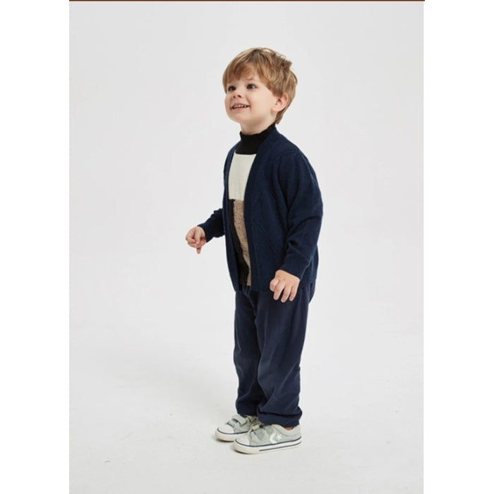 Private Label Boy's Pure Cashmere Cardigan Sweater With Pockets In High Quality From Chinese Factory