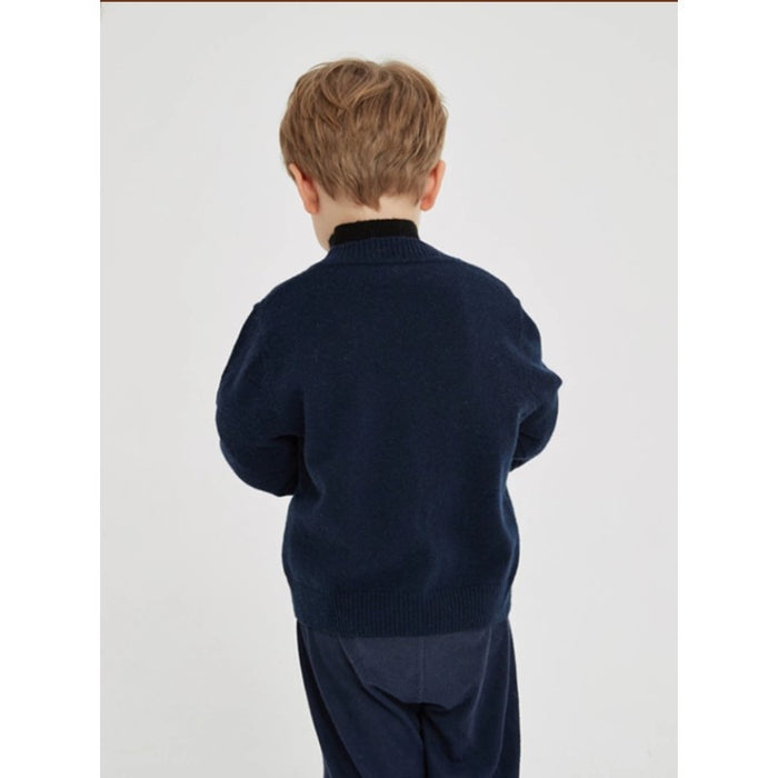 Private Label Boy's Pure Cashmere Cardigan Sweater With Pockets In High Quality From Chinese Factory