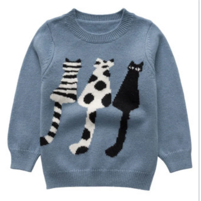 OEM design Girl Cashmere Sweater With Cat Pattern Crewneck China Supplier