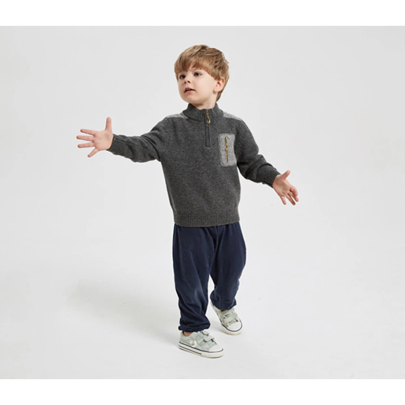 Custom design Boy Cashmere Cardigan Sweater In Multi Colors With Pockets
