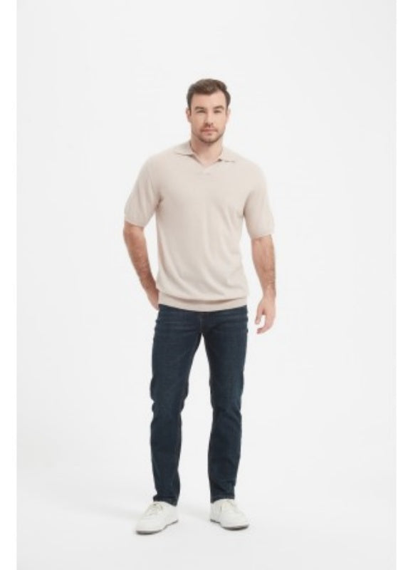 New Design ODM Man Worsted Cashmere Polo Neck Short Sleeve Sweater From Chinese Supplier