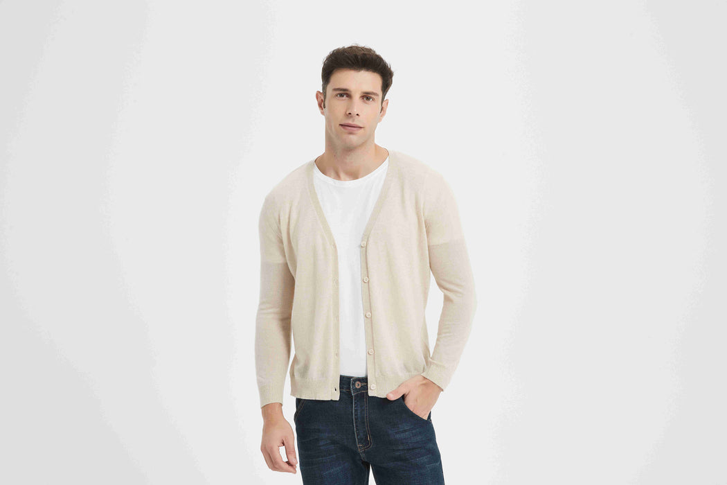 ODM design Men 90% Cashmere 10%Silk Cardigan Sweaters from Chinese factory