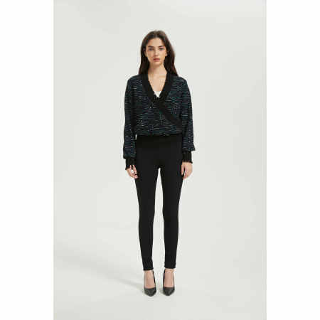 Custom design Ladies Cashmere Fancy Jacquard V-neck Sweater