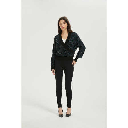 Custom design Ladies Cashmere Fancy Jacquard V-neck Sweater