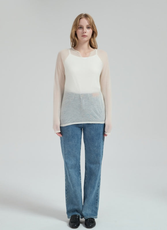 New Arrival Wholesale Women 50%Cashmere 50%PVA Crew Neck Sweater OEM