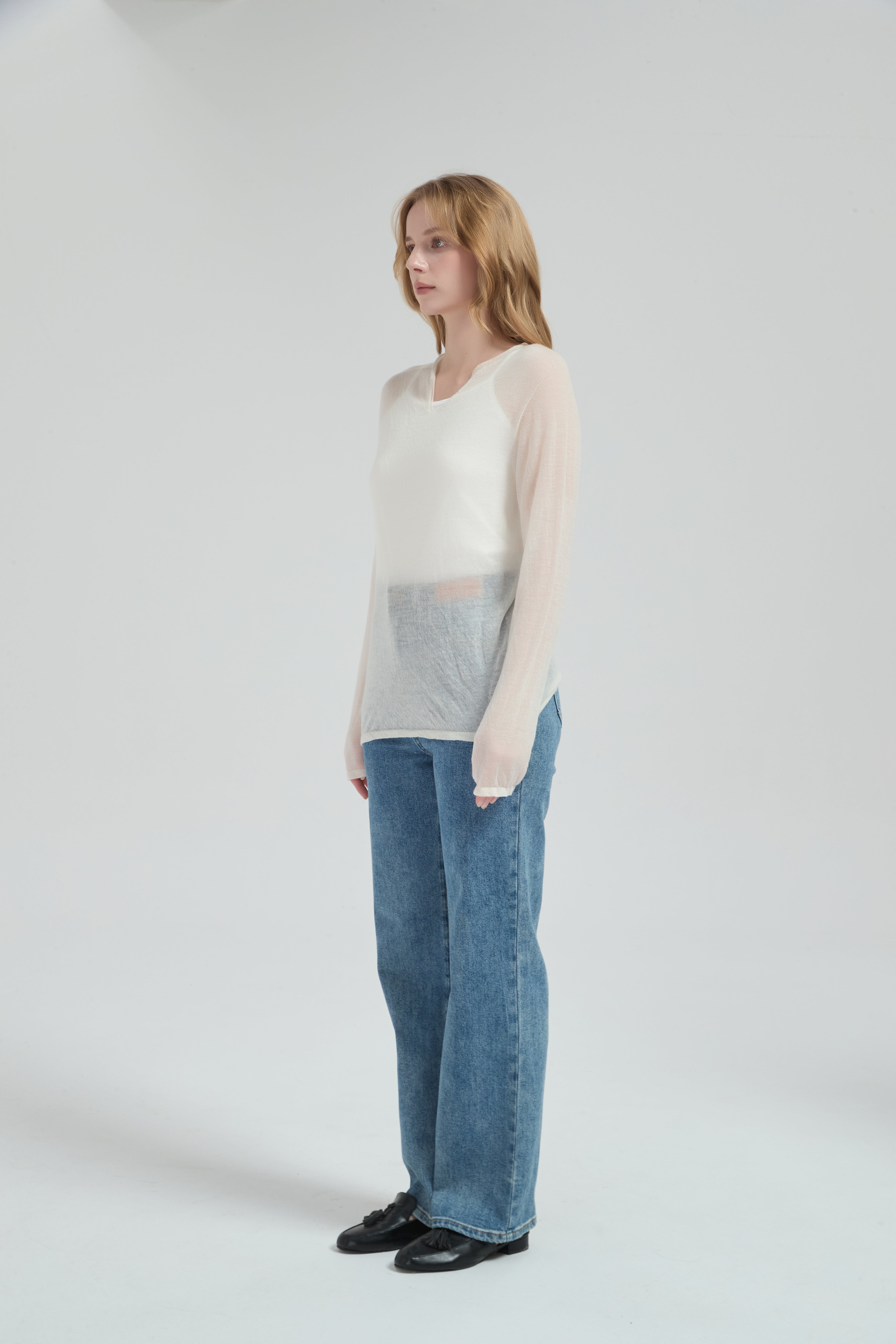 New Arrival Wholesale Women 50%Cashmere 50%PVA Crew Neck Sweater OEM