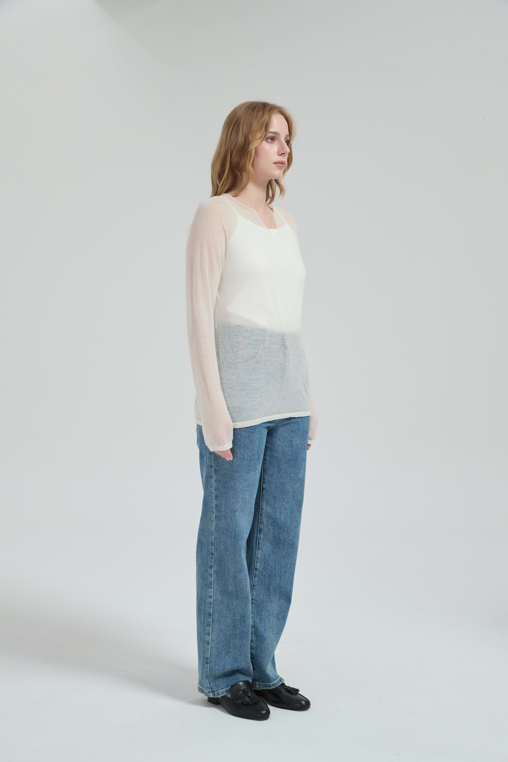New Arrival Wholesale Women 50%Cashmere 50%PVA Crew Neck Sweater OEM