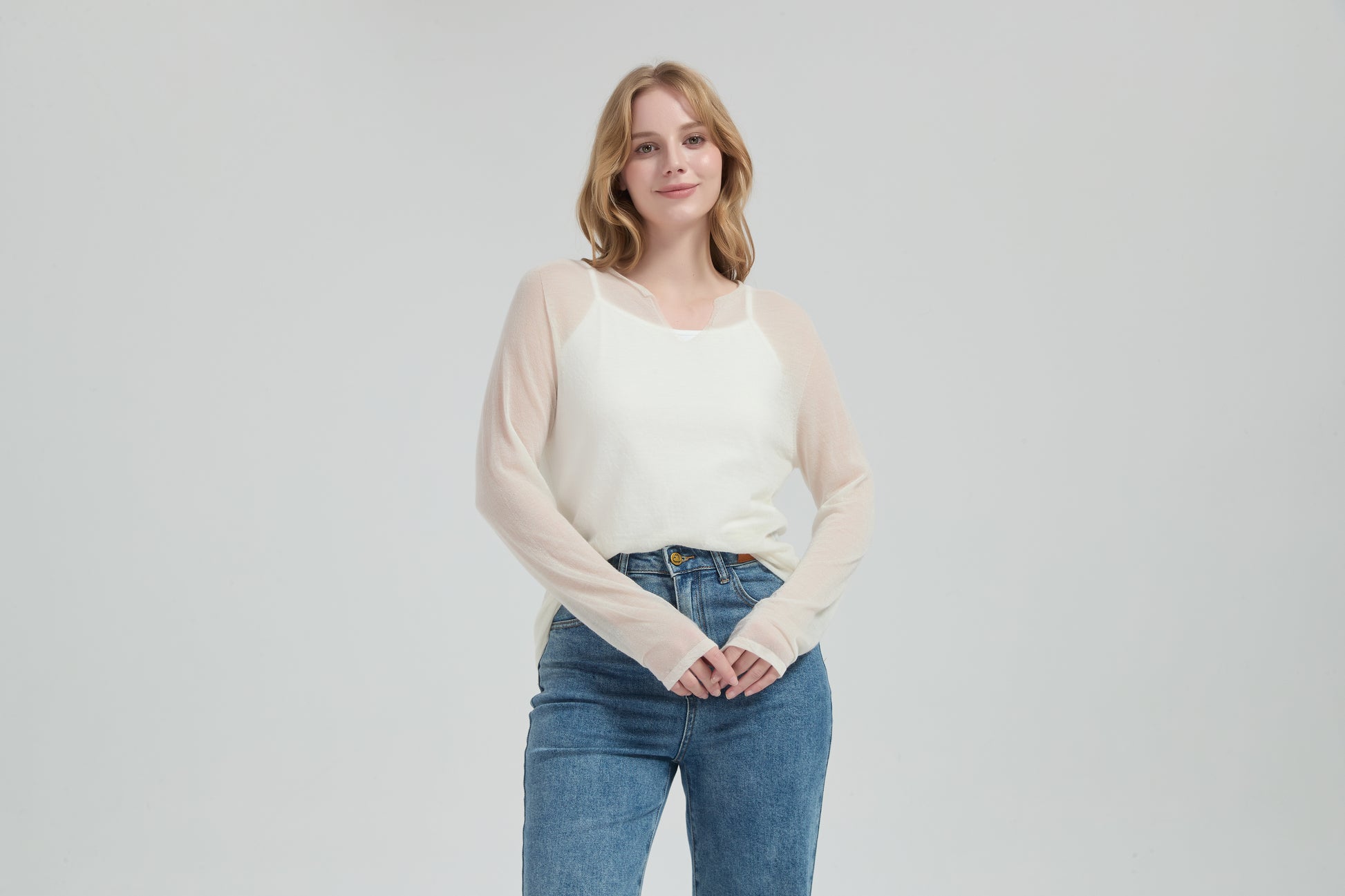 New Arrival Wholesale Women 50%Cashmere 50%PVA Crew Neck Sweater OEM