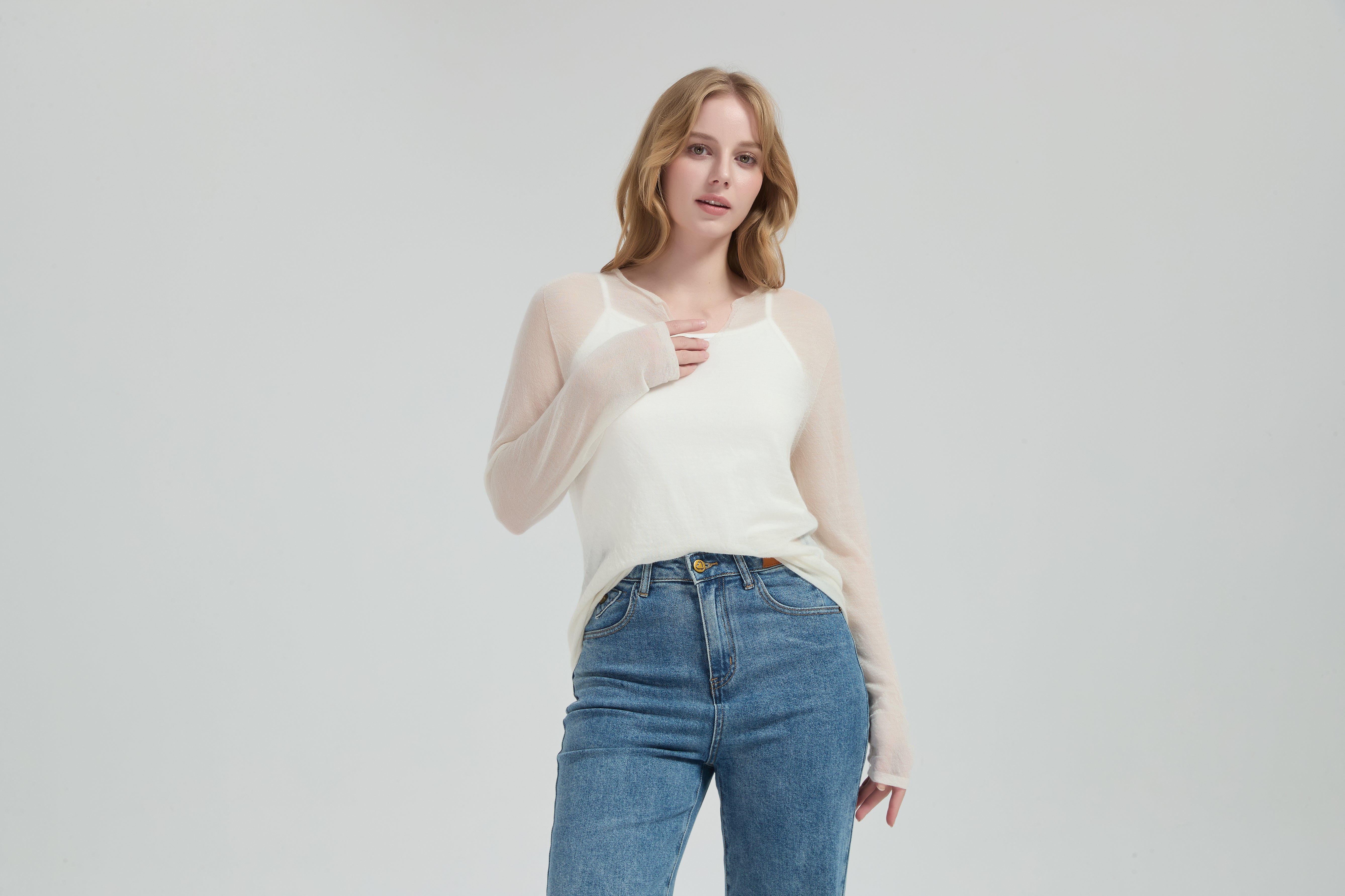 New Arrival Wholesale Women 50%Cashmere 50%PVA Crew Neck Sweater OEM