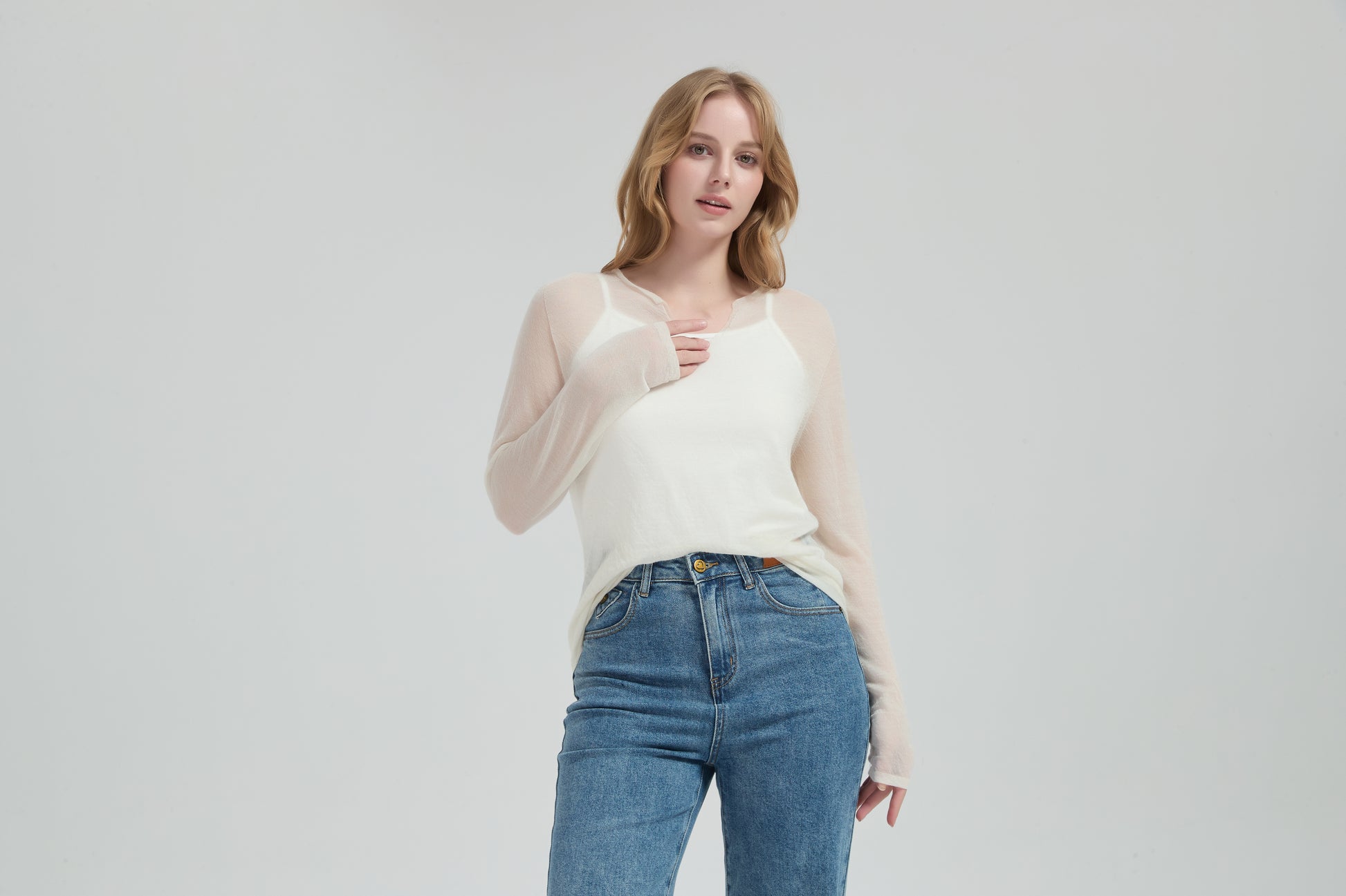 New Arrival Wholesale Women 50%Cashmere 50%PVA Crew Neck Sweater OEM