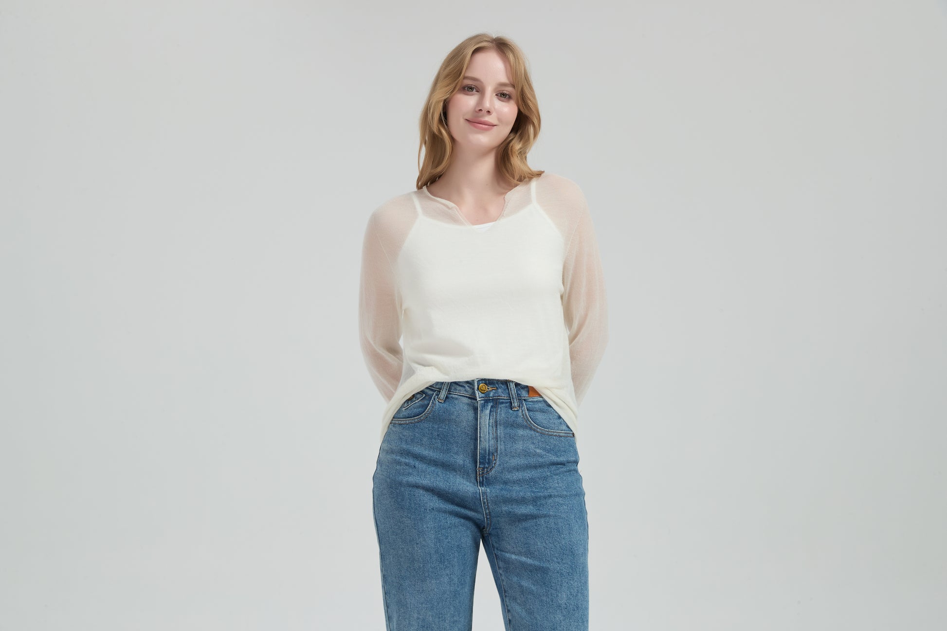 New Arrival Wholesale Women 50%Cashmere 50%PVA Crew Neck Sweater OEM