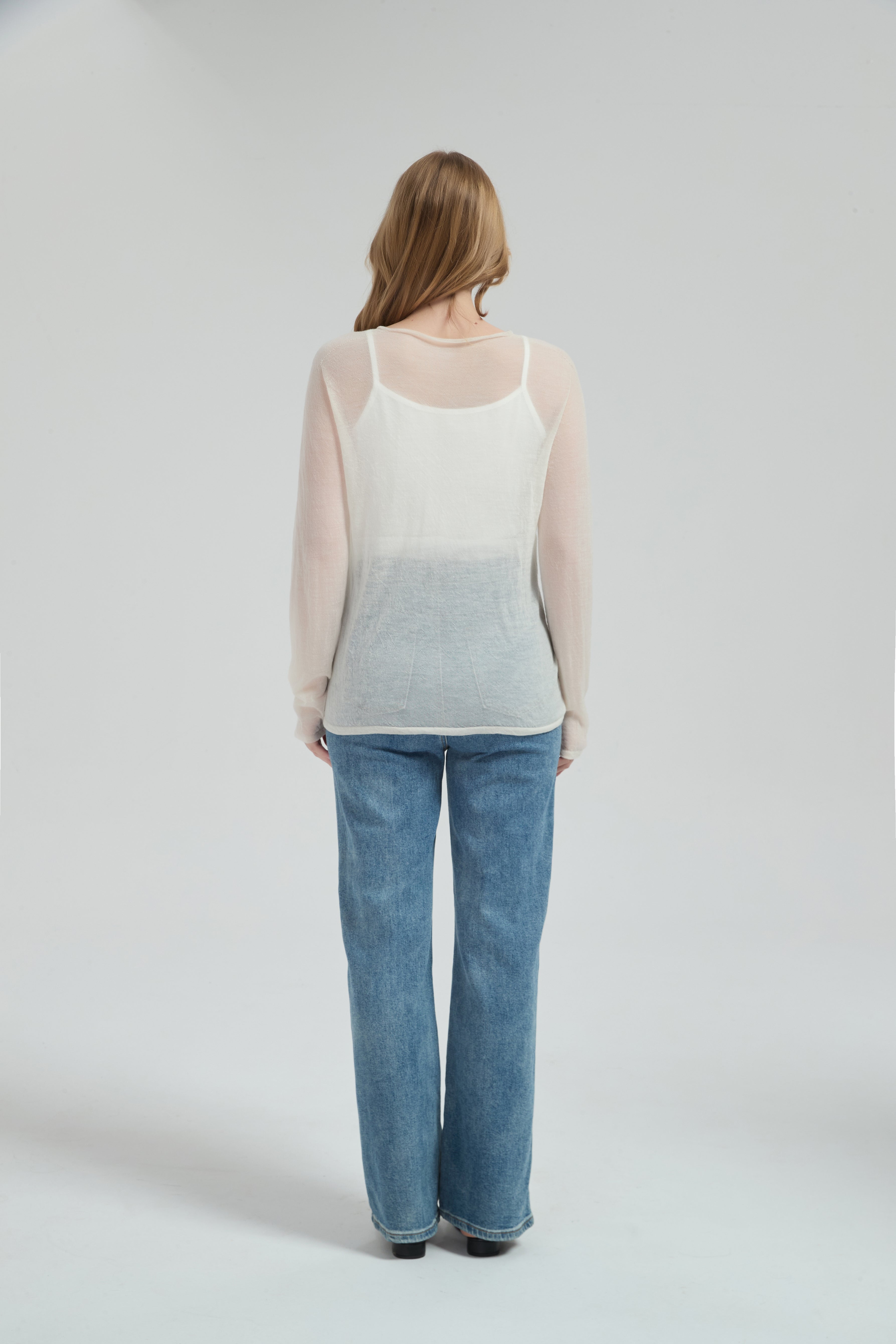 New Arrival Wholesale Women 50%Cashmere 50%PVA Crew Neck Sweater OEM