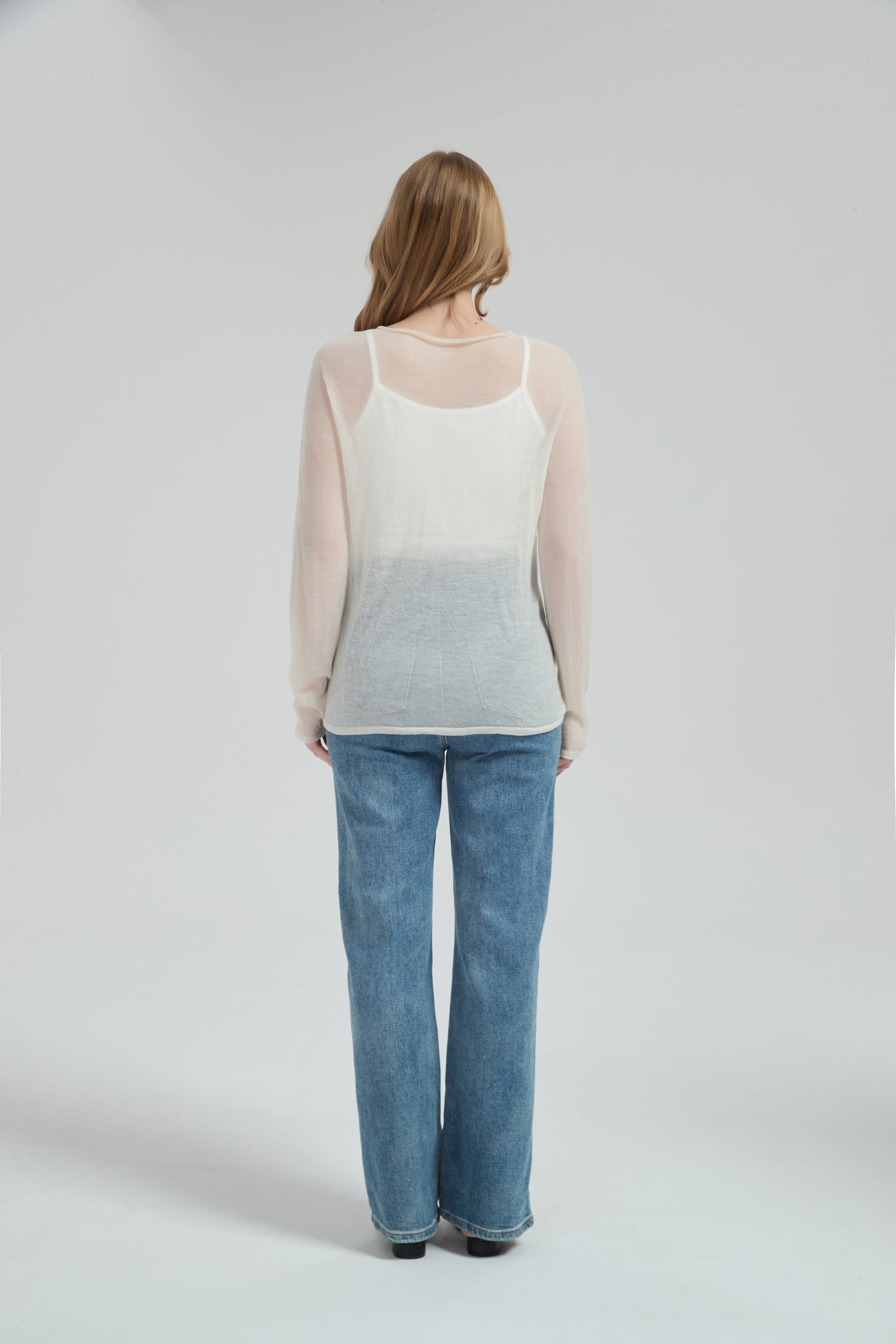 New Arrival Wholesale Women 50%Cashmere 50%PVA Crew Neck Sweater OEM