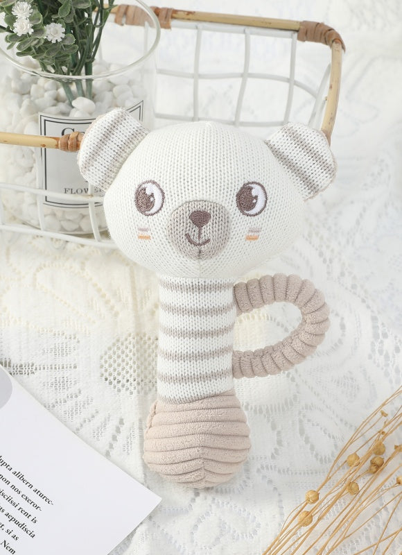 OEM high-quality 95/5 Cotton/Cashmere Knitted Audible Baby Rattle in Bear from China