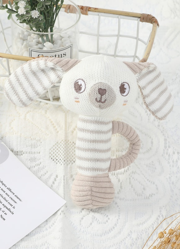 OEM high-quality 95/5 Cotton/Cashmere Knitted Audible Baby Rattle in Rabbit from Chinese Factory