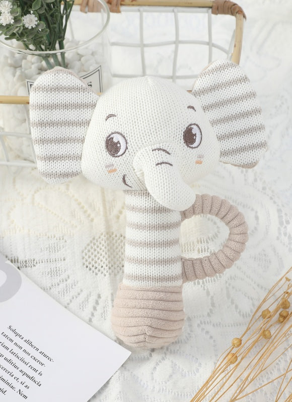New arrival OEM high-quality 95/5 Cotton/Cashmere Knitted Audible Baby Rattle in Elephant from Chinese Manufactory