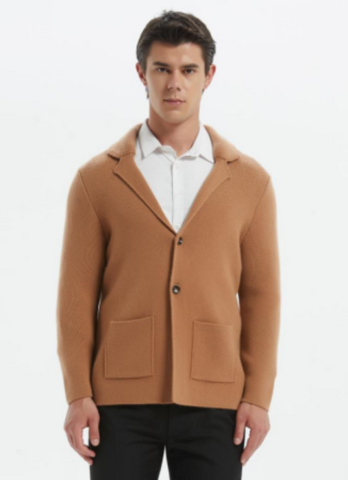 New design high quality mens open front business cashmere sweater blazer from China