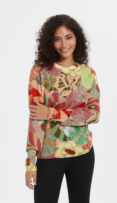 Custom design high quality Women's digital printing long sleeve cashmere sweater from China