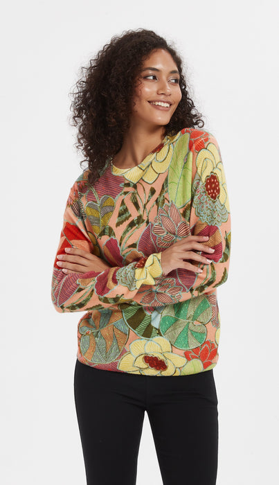 Custom design high quality Women's digital printing long sleeve cashmere sweater from China