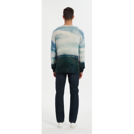 New design men's digital printing crew neck cashmere sweater from chinese factory