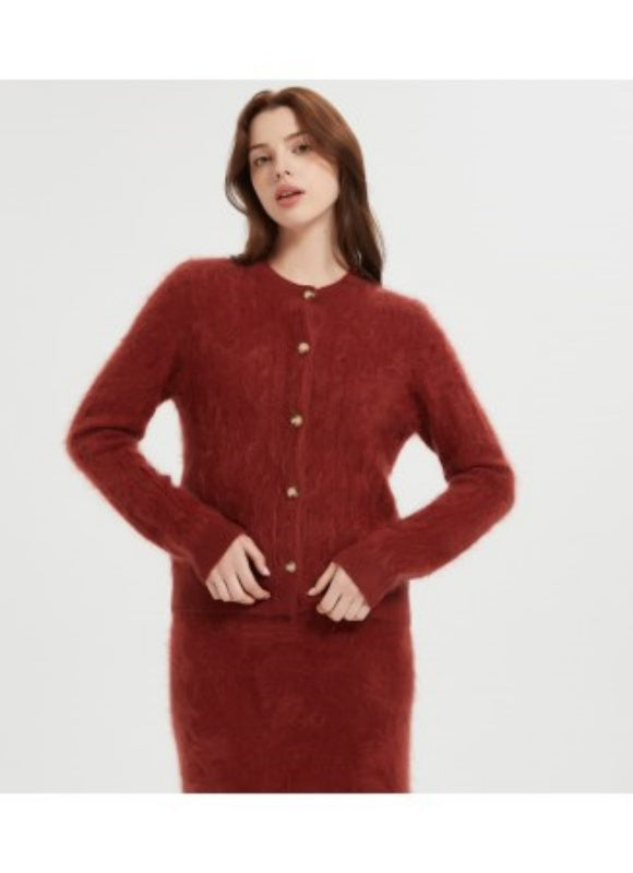 Custom high quality women's 100%brushed cashmere cable cardigan from China