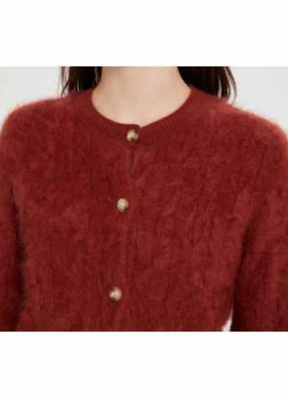 Custom high quality women's 100%brushed cashmere cable cardigan from China