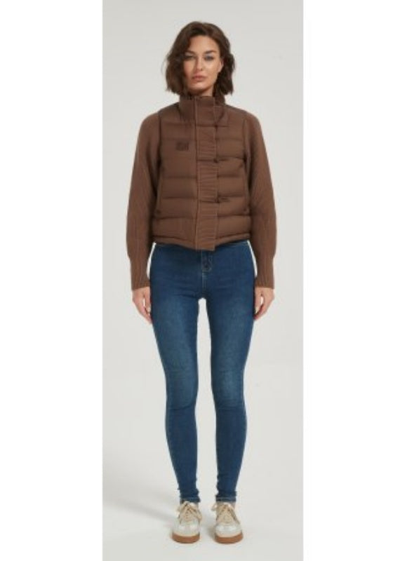 Custom high quality women short brown cashmere down jacket from Chinese manufacture