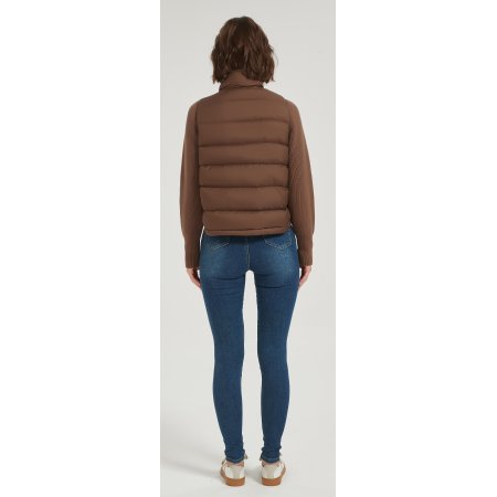 Custom high quality women short brown cashmere down jacket from Chinese manufacture