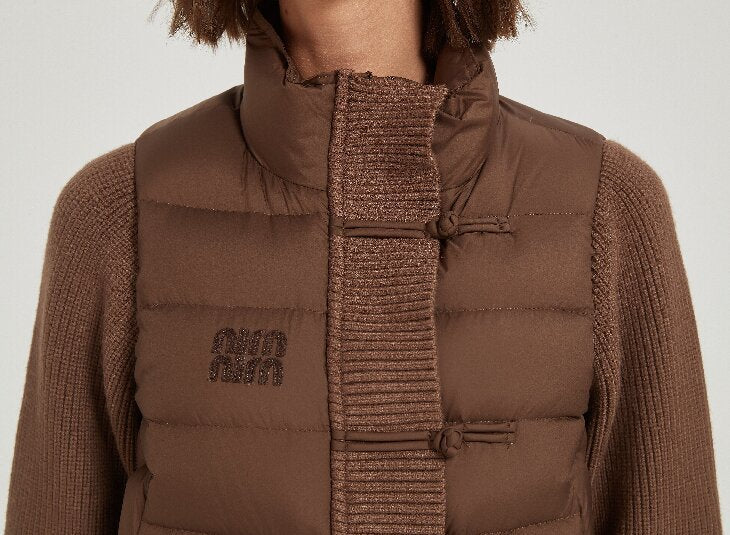 Custom high quality women short brown cashmere down jacket from Chinese manufacture