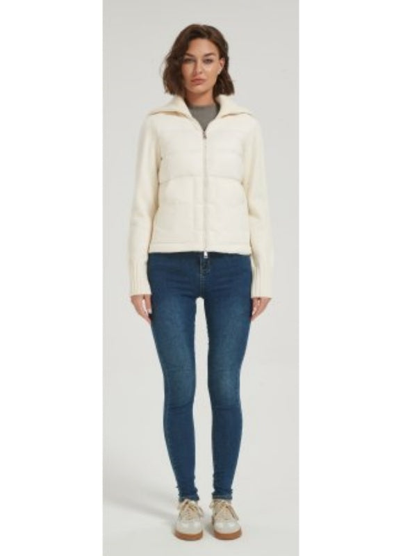 OEM high quality women solid-color wool cashmere down jacket from China