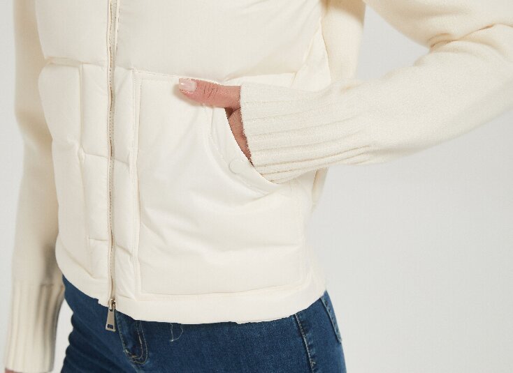 OEM high quality women solid-color wool cashmere down jacket from China