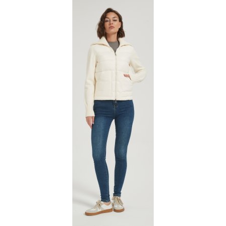 OEM high quality women solid-color wool cashmere down jacket from China