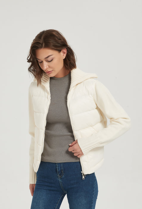 OEM high quality women solid-color wool cashmere down jacket from China