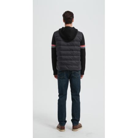 OEM men's hooded striped warm cashmere down jacket from China