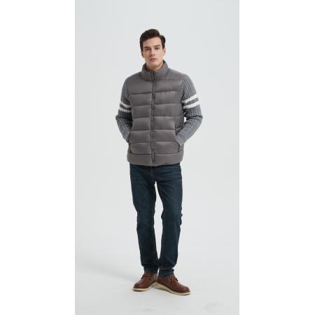 OEM high quality men's knitted panel stand-collar down jacket from Chinese
