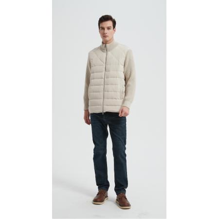 OEM custom design men's white zip-up casual down jacket from Chinese factory