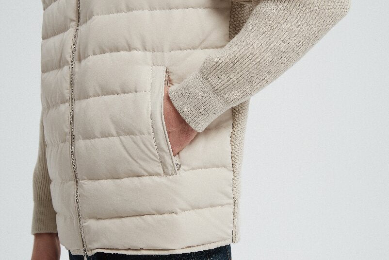 OEM custom design men's white zip-up casual down jacket from Chinese factory