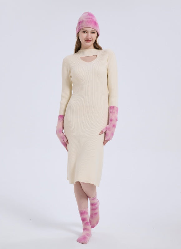 New arrival OEM Tie-Dye Wool Cashmere Beanie ,Gloves and Socks Christmas Warm Set From Chinese Factory