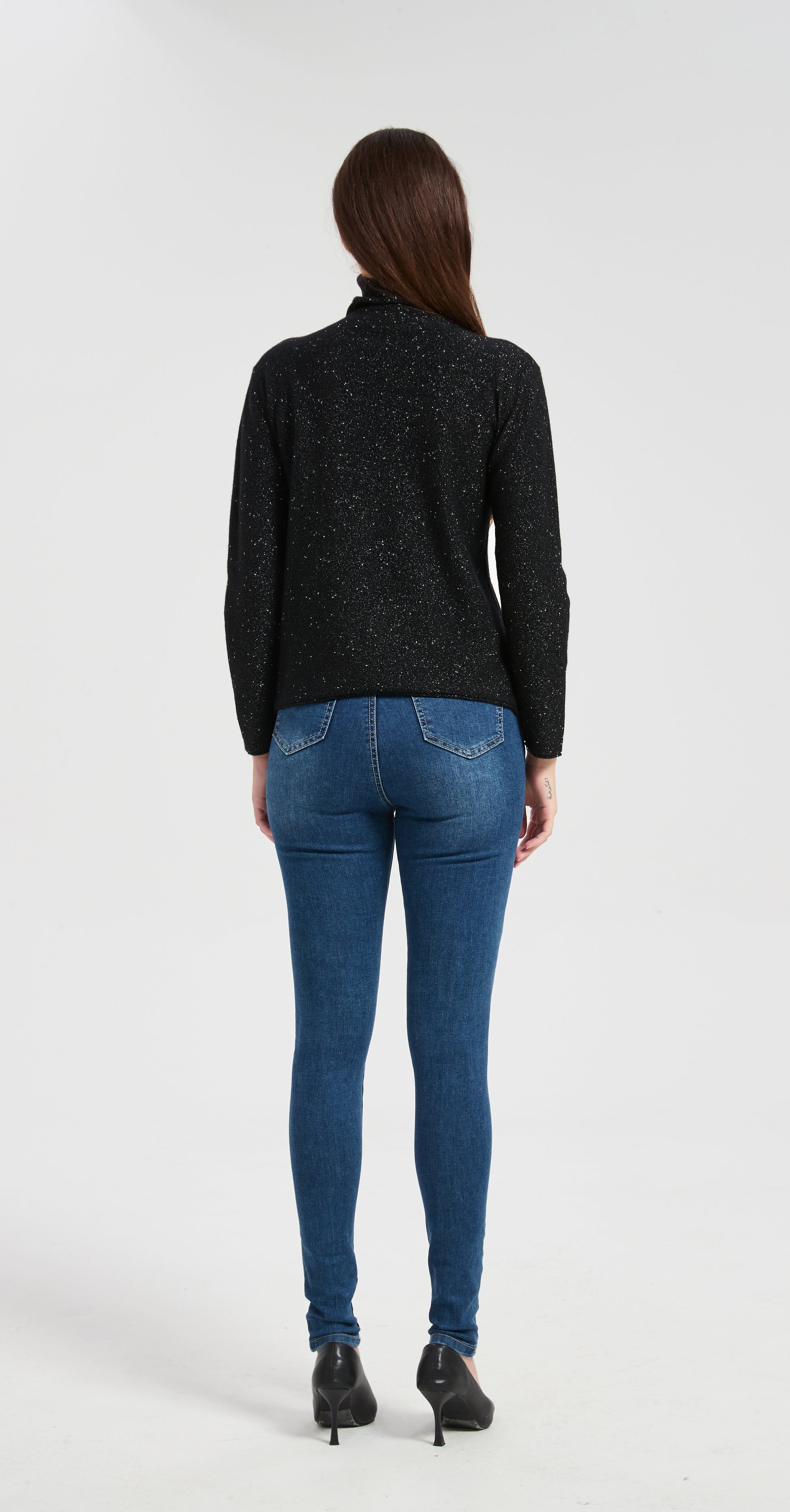 New arrival high quality wholesale Women's Lurex Cashmere Turtleneck Sweater with White Label Service from Chinese factory