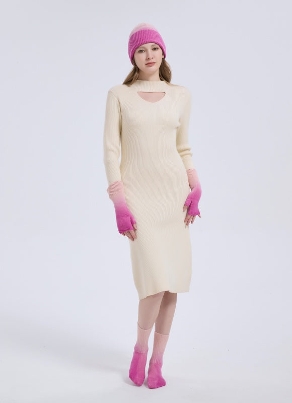 New Arrival OEM Dip-Dye Wool Cashmere Beanie, Gloves and Socks Christmas Warm Set From China