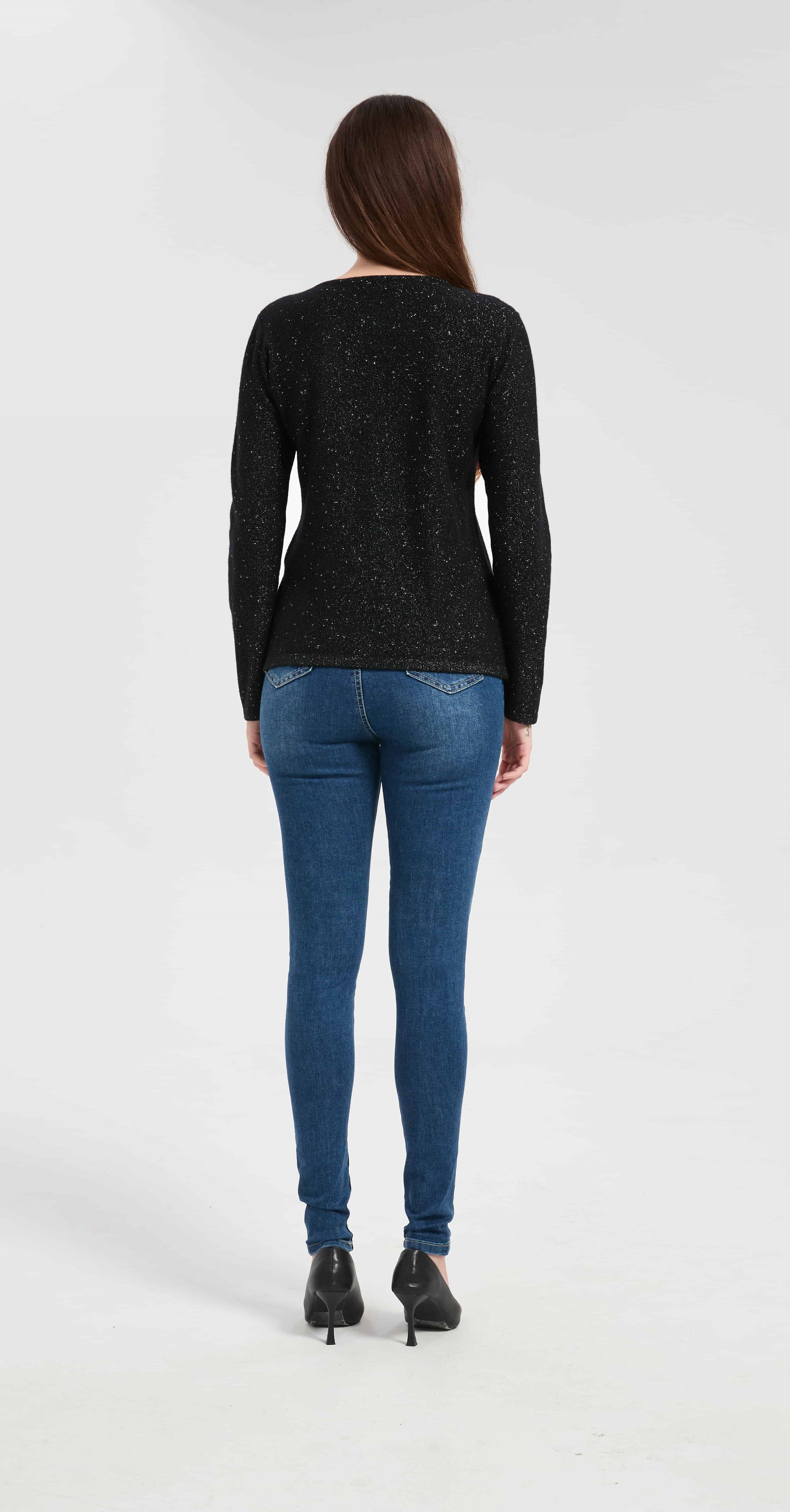 New arrival high quality Women's Lurex Cashmere V-neck Sweater with White Label Service from Chinese manufacturer