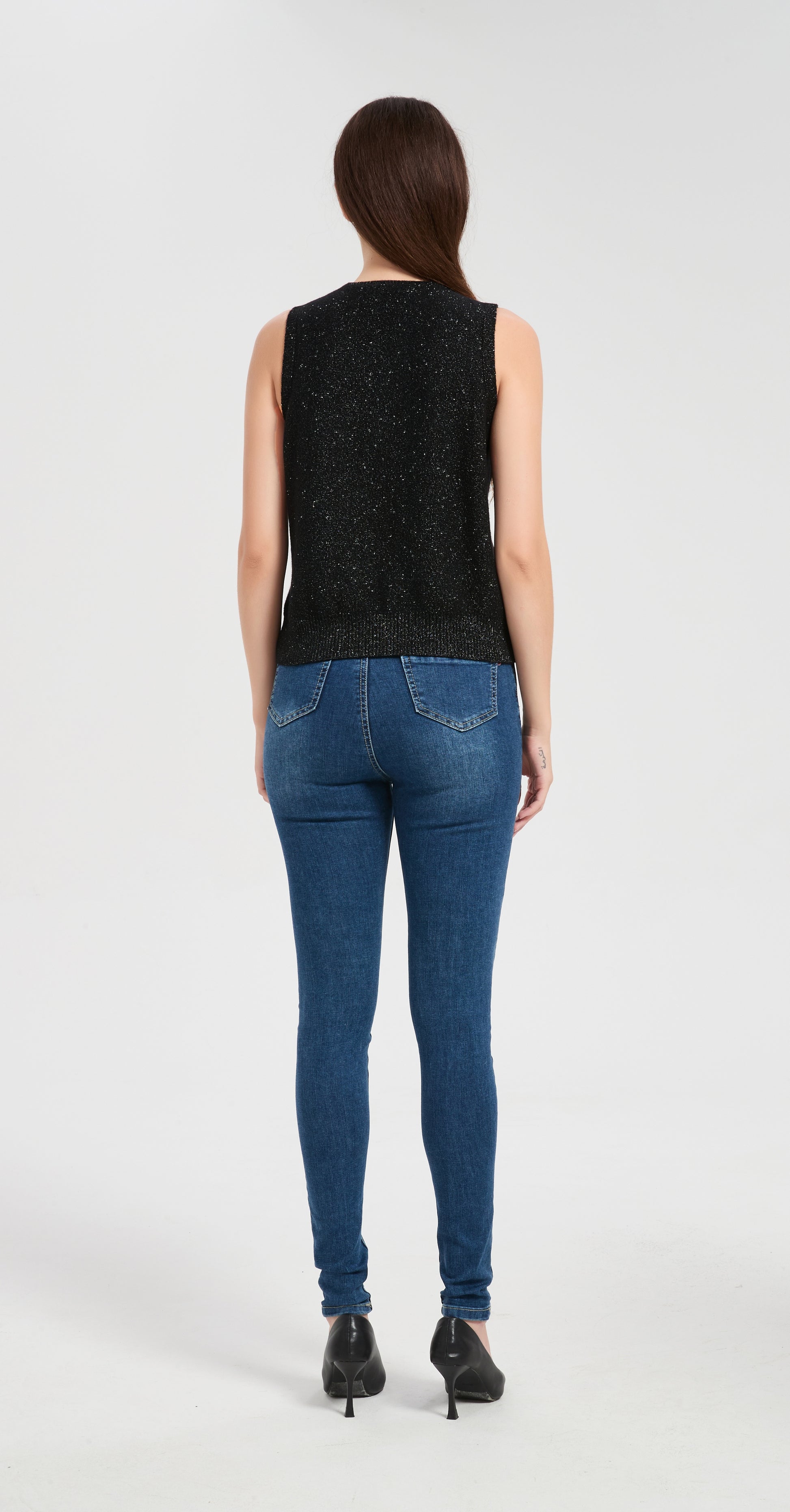 New arrival wholesale custom design Women's Lurex Cashmere Sweater Vest with White Label Service from China