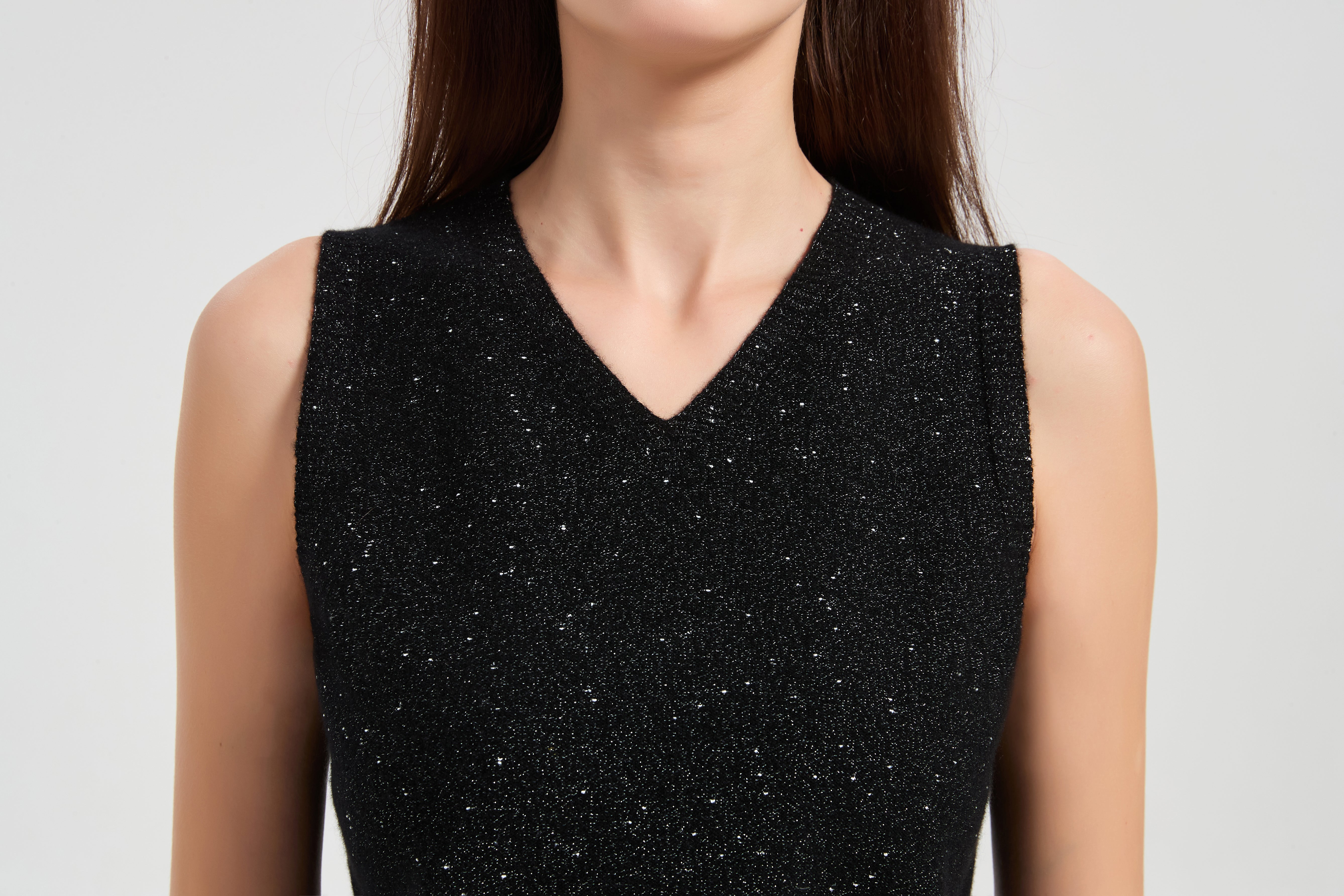 New arrival wholesale custom design Women's Lurex Cashmere Sweater Vest with White Label Service from China
