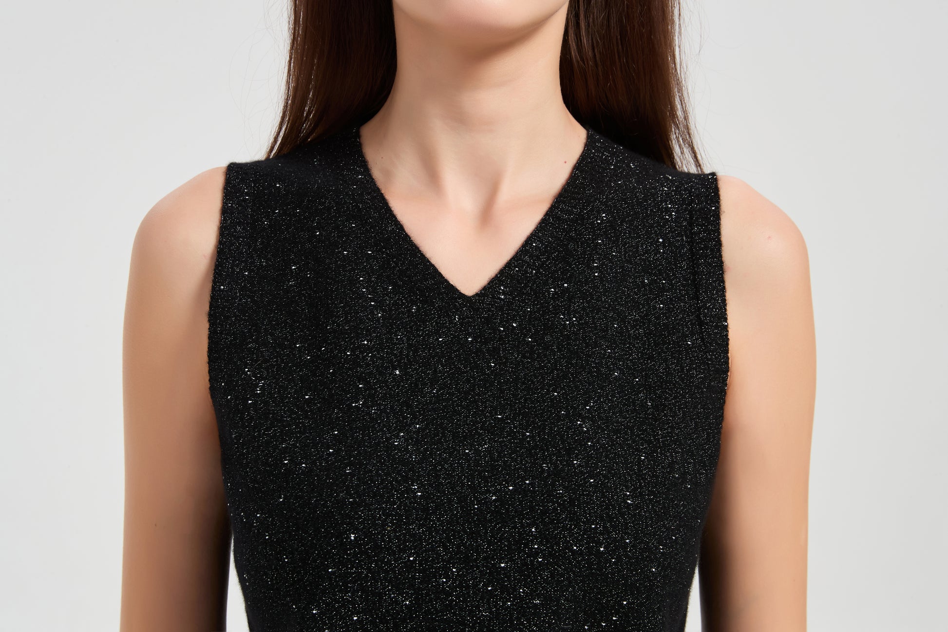 New arrival wholesale custom design Women's Lurex Cashmere Sweater Vest with White Label Service from China
