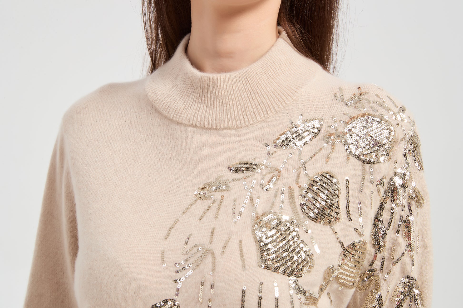 New arrival design high quality Women's Sequin Embroidery Cashmere Dress from China