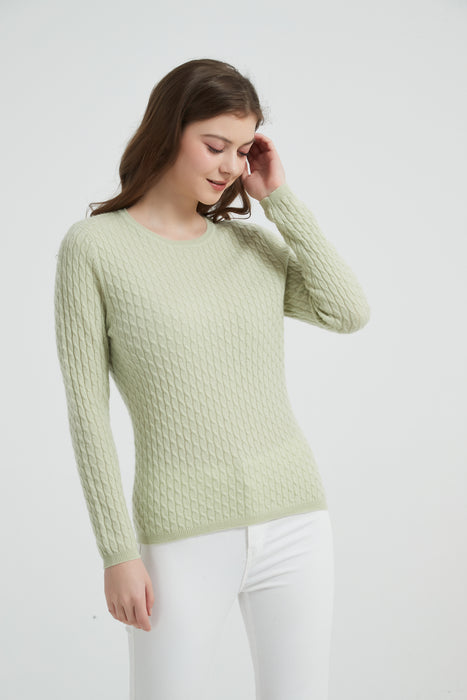 Women's Grade-A Cashmere Crewneck Cable Sweater