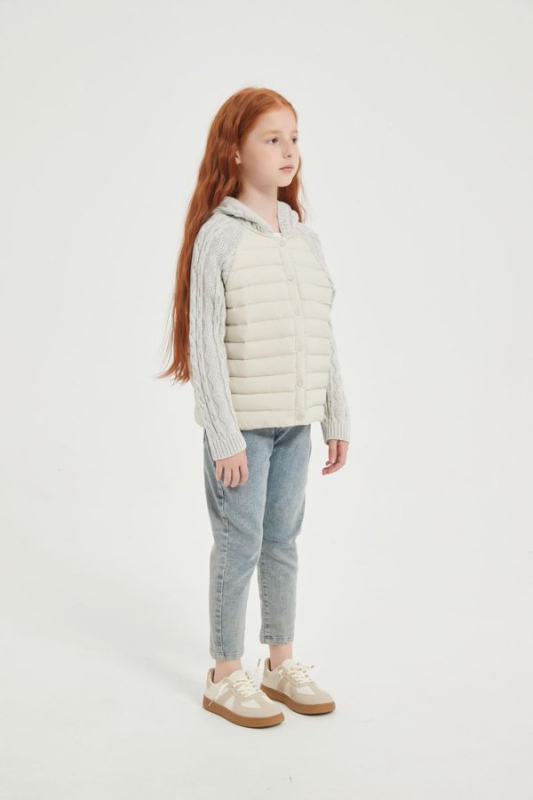 New desgin high Quality Kid's Cashmere Down Jacket Features Cable Knit from China Supplier